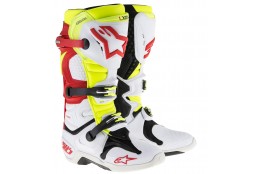 Motokrosové boty ALPINESTARS TECH 10 boty - bílá/červená/flo žlutá